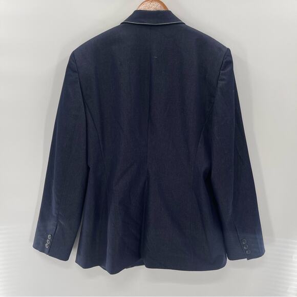 Oscar de la Renta Single Button Denim Colored Blazer With White Stitching 14 - Picture 5 of 8